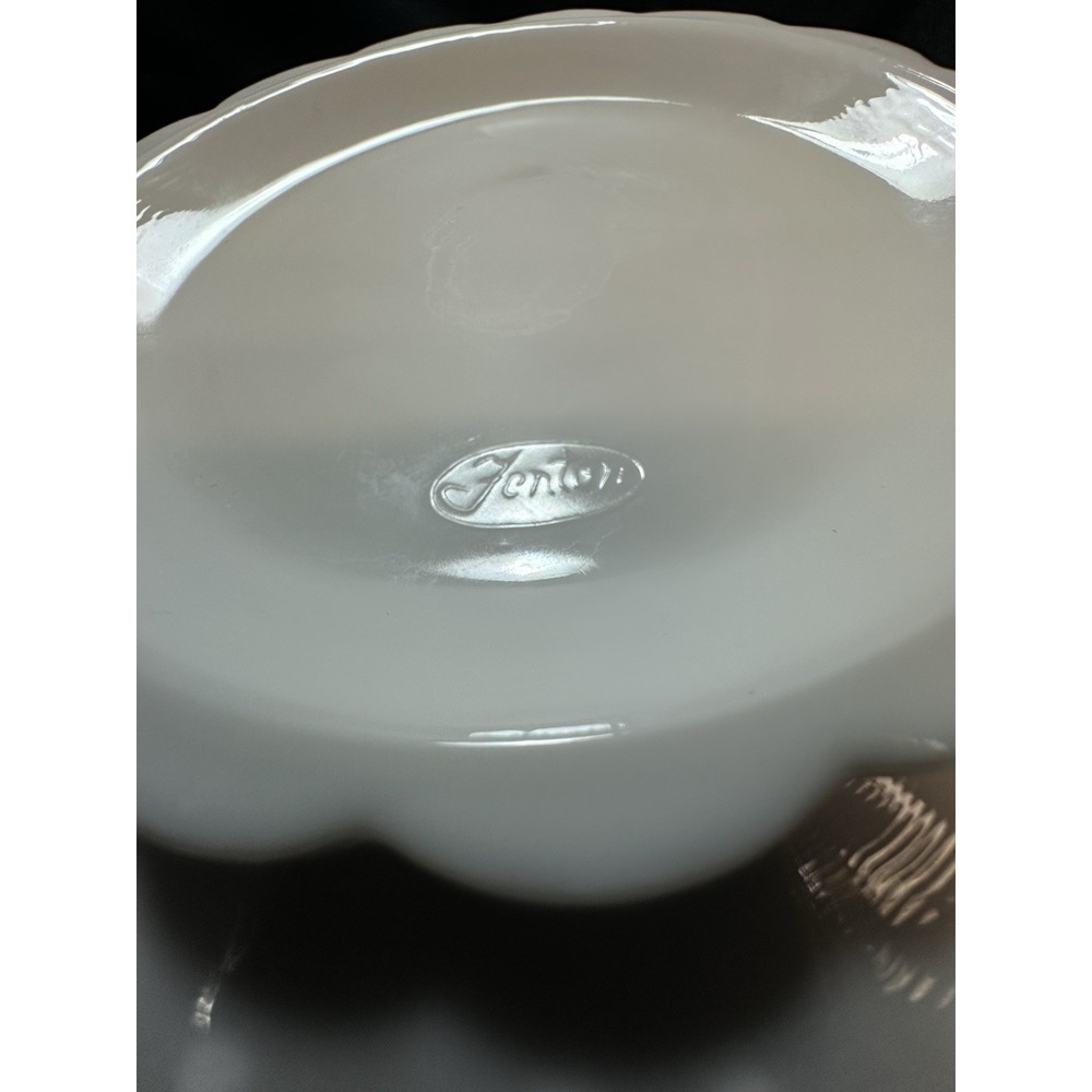 Fenton Hobnail Milk Glass Fluted‎ Edge Chip and Dip Bowl Or Candle Holder - Picture 8 of 14